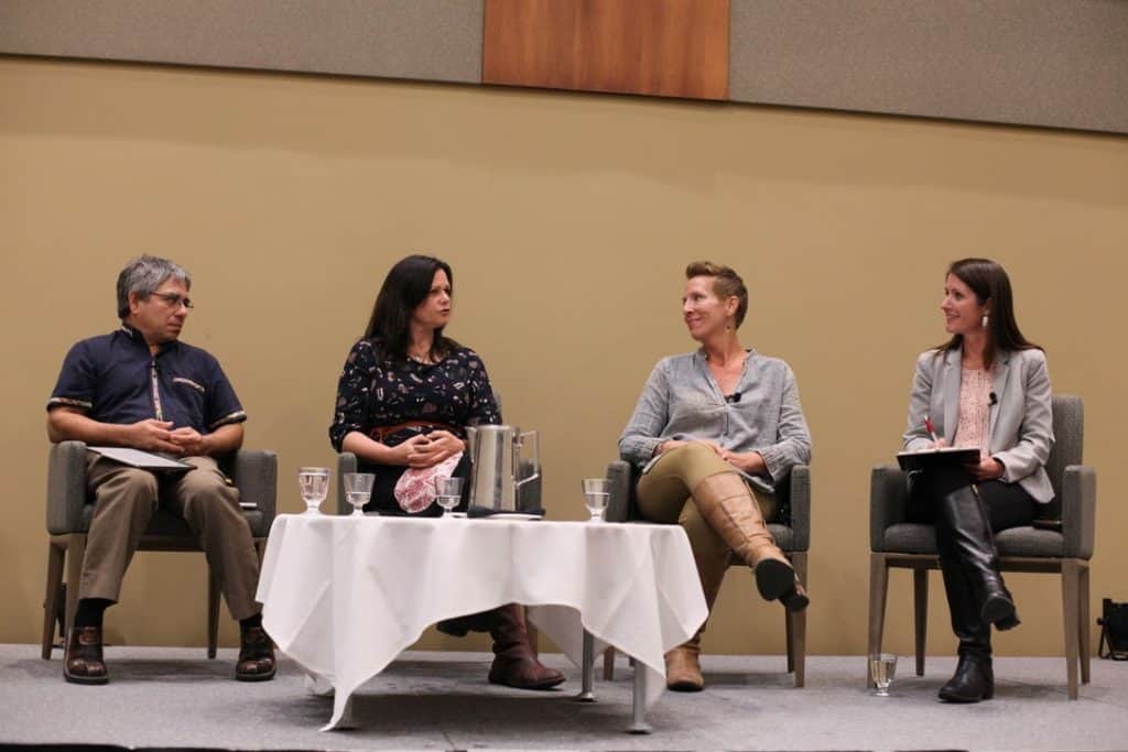 Reginaldo Haslett-Marroquin, Nicole Masters, Dr. Nasha Winters and moderator Sarah Day Levesque at Eco-Ag Conference keynote panel.