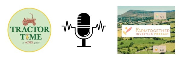 Tractor Time podcast and Farmland Investing Podcast graphic.