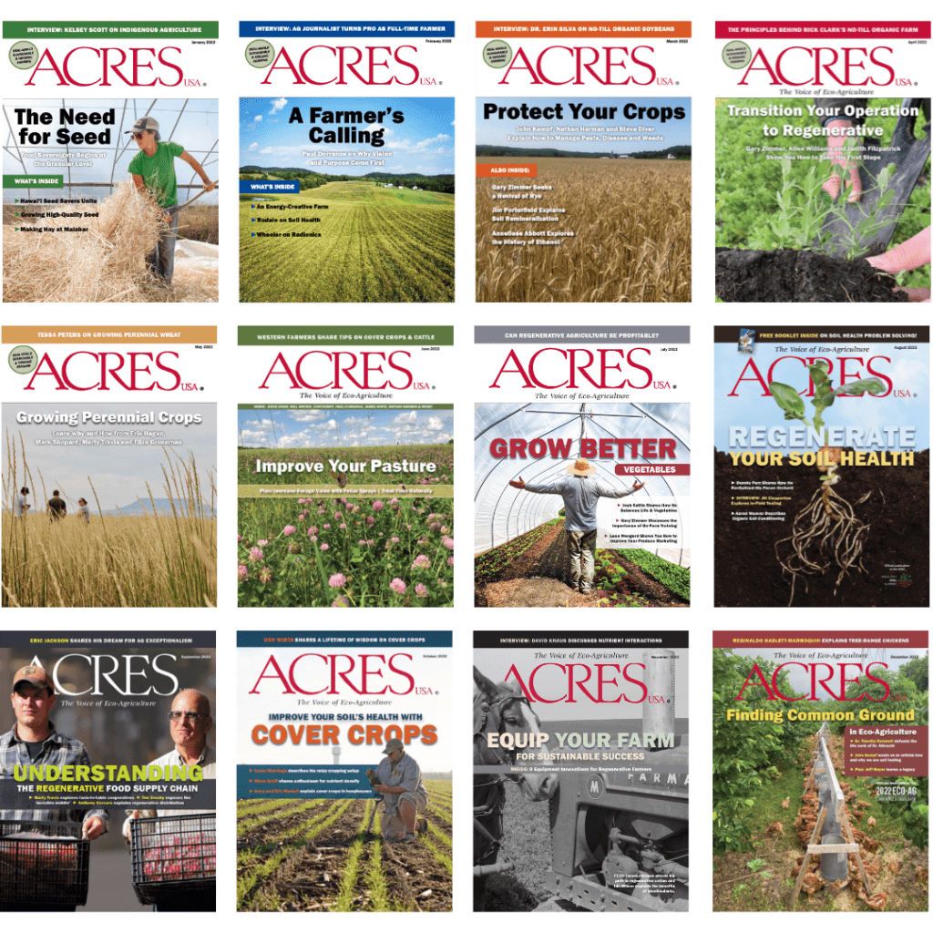2022 Acres USA magazine covers in a grid